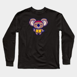 Cute Koala Lifting Dumbbell Cartoon Long Sleeve T-Shirt